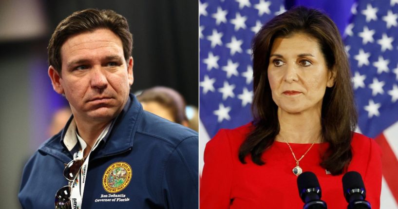 Florida Gov. Ron DeSantis, left, called out former South Carolina Gov. Nikki Haley, right, telling her she needs to honor the pledge she took going into the Republican primary and endorse former President Donald Trump.