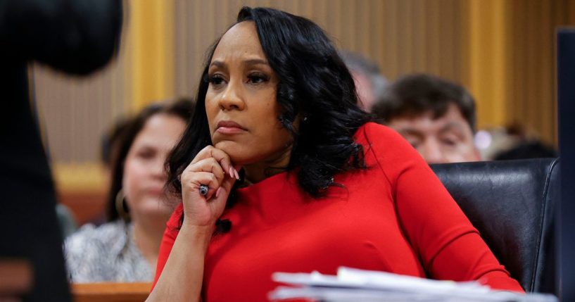 Fulton County, Georgia, District Attorney Fani Willis looks on during a hearing in the case against former President Donald Trump at the Fulton County Courthouse in Atlanta on March 1.