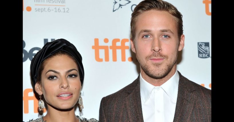 Eva Mendes, left, and Ryan Gosling, right, attend "The Place Beyond The Pines" premiere during the 2012 Toronto International Film Festival in Toronto, Canada, on Sept. 7, 2012.