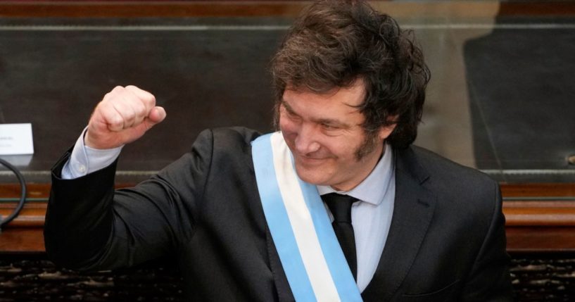 President Javier Milei addresses lawmakers during the opening legislative session in Buenos Aires, Argentina, on March 1.