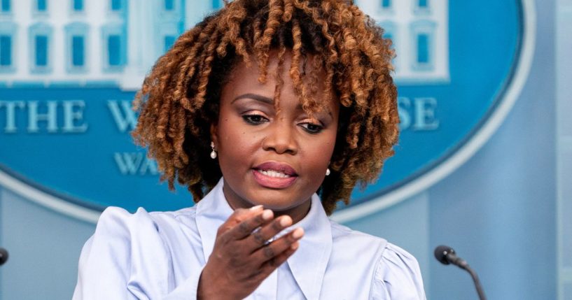 White House press secretary Karine Jean-Pierre speaks during a daily news briefing on March 5.