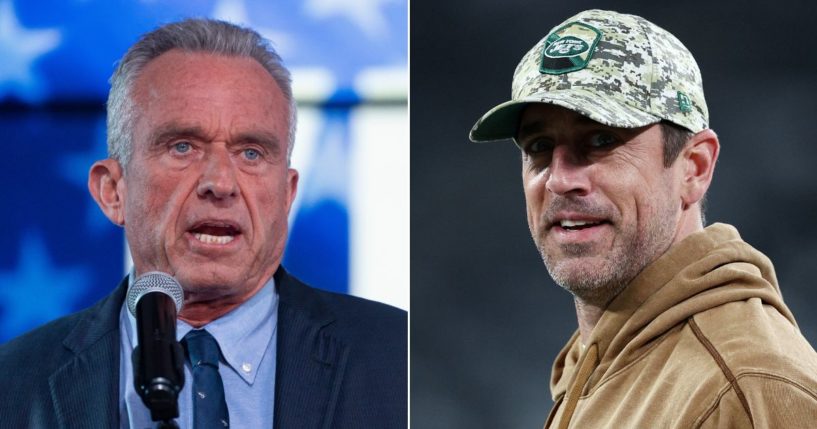 Robert F. Kennedy Jr., left, is considering Aaron Rodgers, right, to be his running mate in the presidential race.