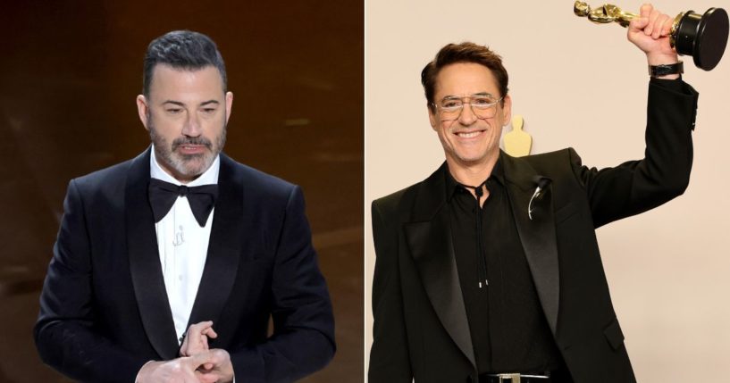 During the 96th Annual Academy Awards on Sunday, host Jimmy Kimmel, left, took a cheap shot at Robert Downey Jr., right, who won the award for Best Actor in a Supporting Role.