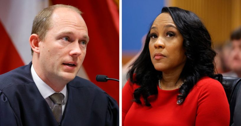 Fulton County Superior Court Judge Scott McAfee (left) and Fulton County District Attorney Fani Willis, in court Friday, in Atlanta.