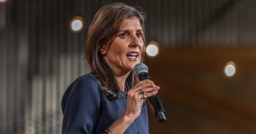 Republican presidential candidate Nikki Haley speaks during a campaign event held at Suffolk Punch Friday in Charlotte, North Carolina.