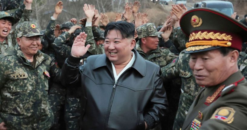 In a photo provided by the North Korean government, North Korean leader Kim Jong Un, center, is surrounded by solders during a visit to his top tank group, the Seoul Ryu Kyong Su Guards 105th Tank Division, in North Korea on March 24This photo provided by the North Korean government, North Korean leader Kim Jong Un, center, is surrounded by solders during his visit to his top tank group, the Seoul Ryu Kyong Su Guards 105th Tank Division, in North Korea on March 24.