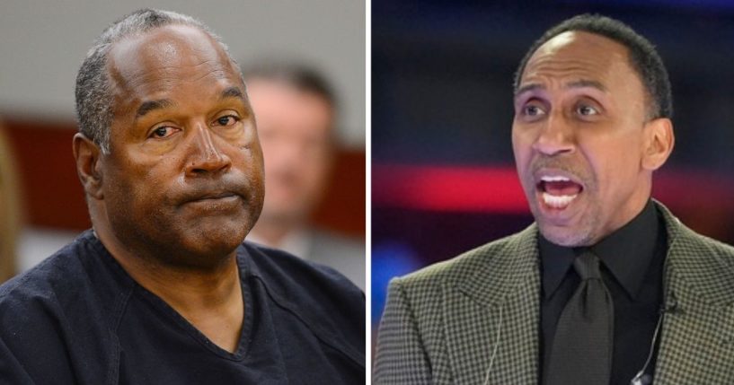 NFL Hall of Famer O.J. Simpson, left, and sports commentator Stephen A. Smith.