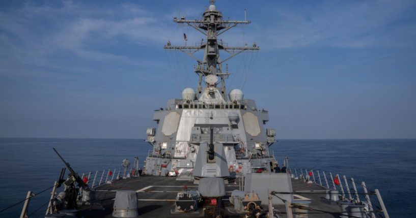 View of the U.S.S. Gravely (DDG 107) destroyer in the south Red Sea, on Feb. 13.