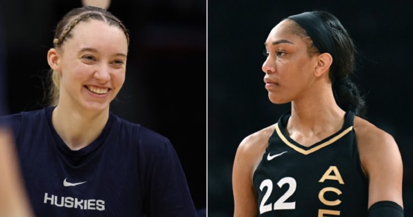 Pictured are Paige Bueckers, left, of the Connecticut Huskies women's basketball team, and A'ja Wilson, right, of the Las Vegas Aces Women's NBA team.