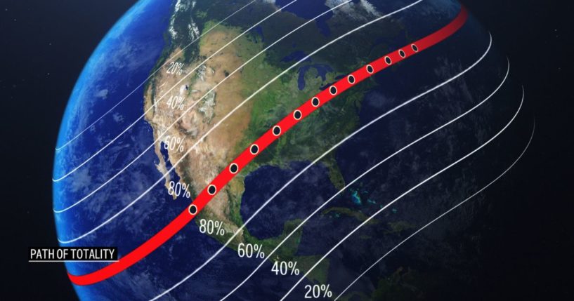 the former estimate of where the solar eclipse will be visible