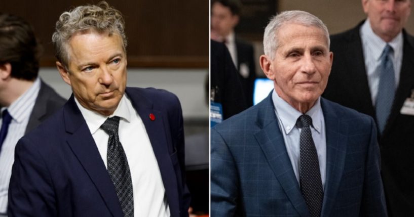 Kentucky Sen. Rand Paul, left; Dr. Anthony Fauci, right.