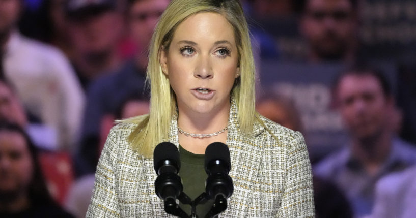 Amanda Zurawski introduces President Joe Biden to speak at an event on the campus of George Mason University in Manassas, Virginia, on Jan. 23 to campaign for abortion rights