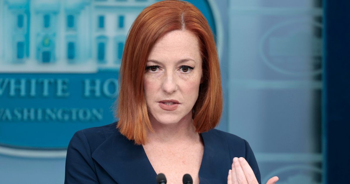 Then-White House press secretary Jen Psaki speaks at a daily news conference in the James Brady Press Briefing Room of the White House in Washington, D.C., on April 28, 2022.
