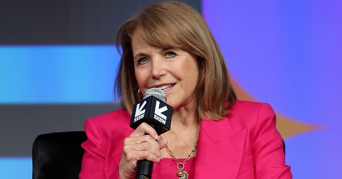 Katie Couric peaks onstage during a panel at the SXSW Conference and Festival in Austin, Texas, on March 8.