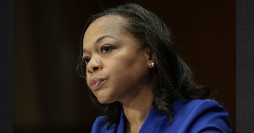 U.S. Assistant Attorney General Kristen Clarke testifies before the Senate Judiciary Committee on March 8, 2022, in Washington, D.C.