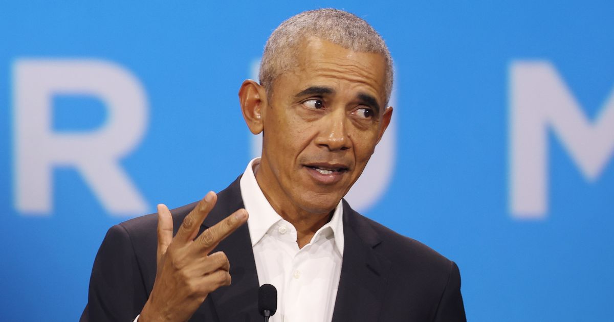 Former President Barack Obama speaks at the Obama Foundation Democracy Forum in Chicago on Nov. 3.