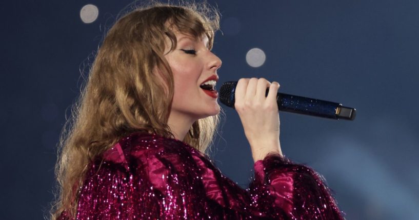 Taylor Swift performs during her "Eras Tour" at the National Stadium on March 2 in Singapore.