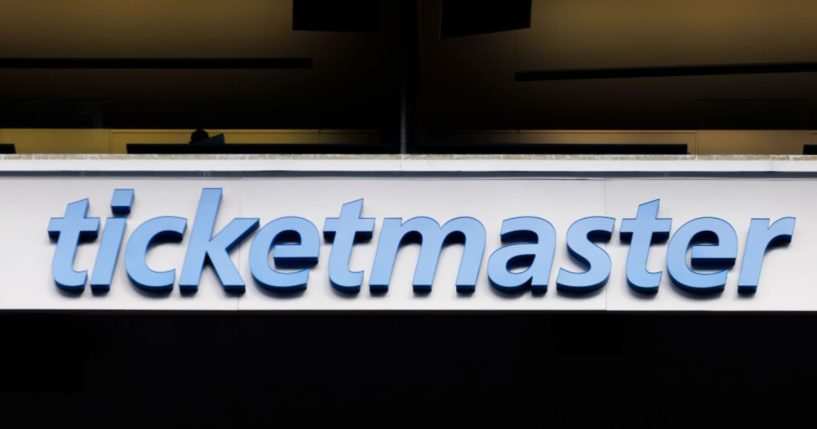 A Ticketmaster logo is seen in a 2023 file photo at Seattle's Lumen Field.