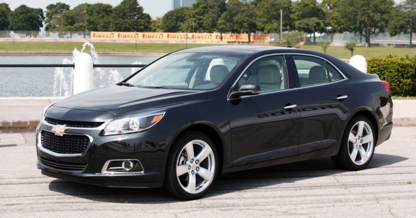 The redesigned 2014 Chevrolet Malibu is shown after it's introduction to the media at a press conference on Belle Isle May 31, 2013 in Detroit, Michigan.