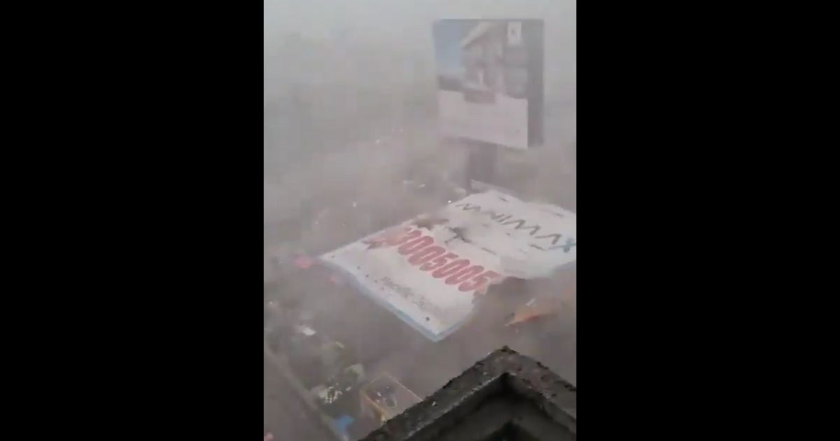 This X screen shot shows a massive sign that fell in Mumbai, India, on May 13, 2024, killing 16 people and leaving many more injured.