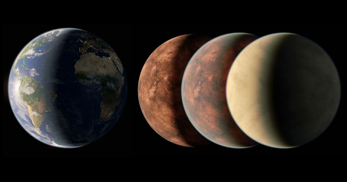 This X screen shot shows a comparison of Earth and Gliese 12 b, which was discovered by NASA's TESS telescope.