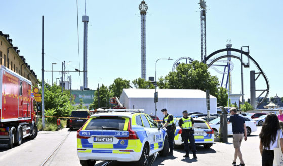 Police cordon off the Gröna Lund amusement park in Stockholm, Sweden, on June 25, 2023.