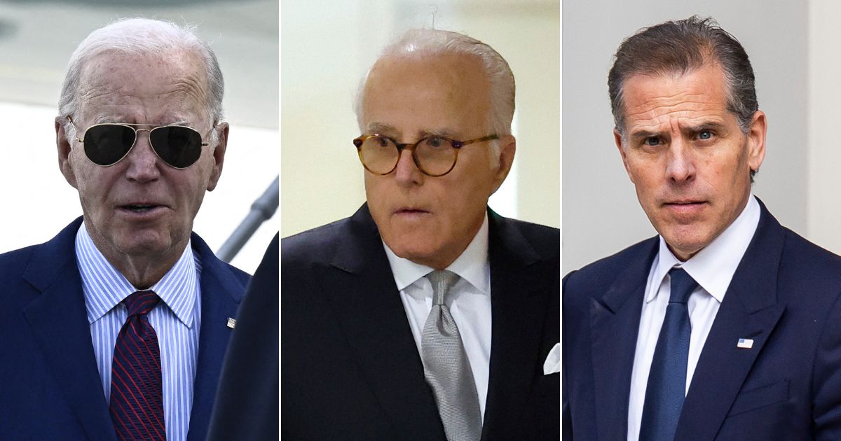 Three Congressional committee chairmen sent a letter to the Department of Justice referring first son Hunter Biden, right, and his uncle James Biden, center, for criminal prosecution, saying they lied to Congress in an attempt to shield President Joe Biden, left.