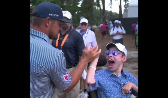 During the U.S. Open on Sunday, tournament champion Bryson DeChambeau took time to make the day of disabled fan.