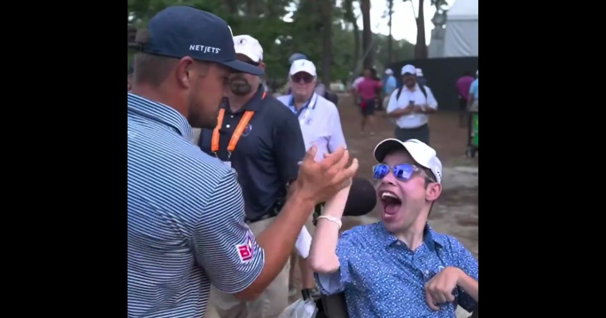 During the U.S. Open on Sunday, tournament champion Bryson DeChambeau took time to make the day of disabled fan.