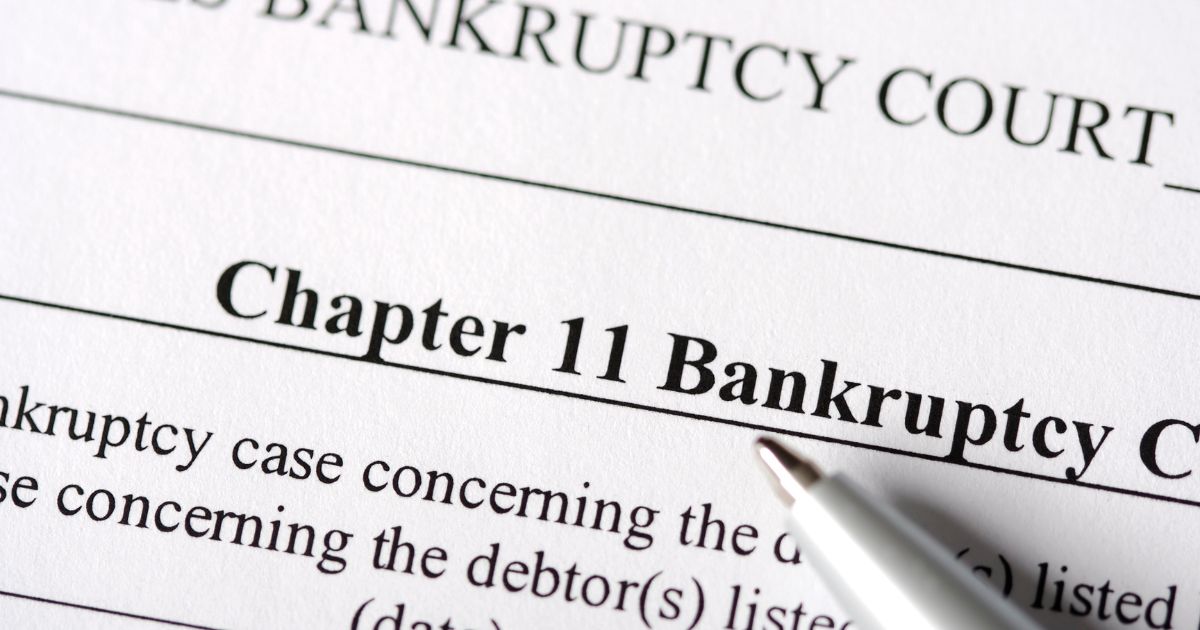 This image shows a close up of Chapter 11 Bankruptcy papers.