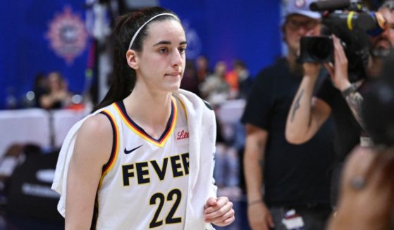 Caitlin Clark of the Indiana Fever walks off the court in the second half of her team's game against the Connecticut Sun at the Mohegan Sun Arena in Uncasville, Connecticut, on Monday.