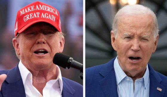 a combination photograph of Donald Trump and Joe Biden