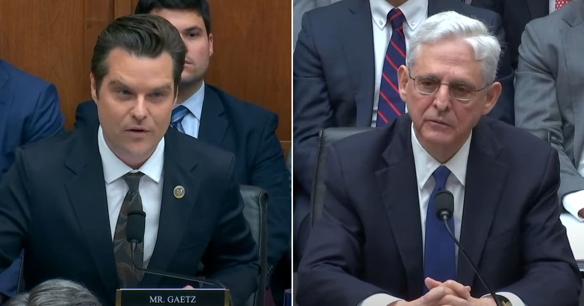 Rep. Matt Gaetz, left, questions Attorney General Merrick Garland during a House Judiciary Committee hearing in Washington on Tuesday.