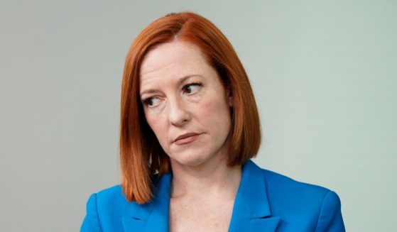 Jen Psaki listening during a White House briefing when she was press secretary