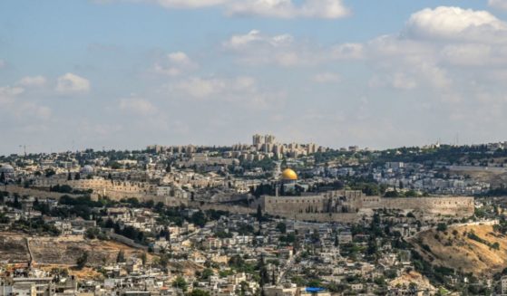 A general view shows the Old City of Jerusalem and the golden dome of the Dome of the Rock on May 14.