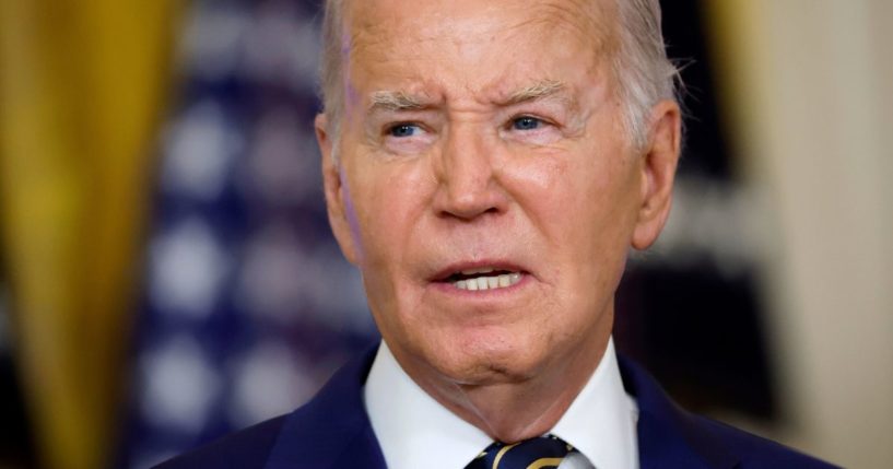 President Joe Biden speaks about illegal immigration in the East Room of the White House in Washington on June 4.