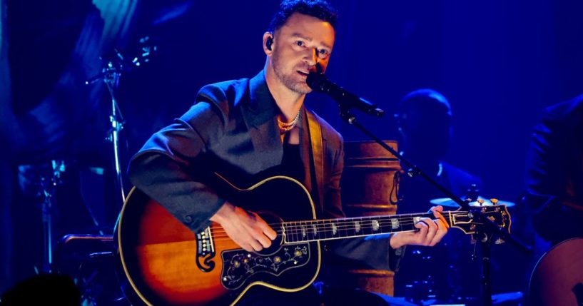 Justin Timberlake performs onstage during the 2024 iHeartRadio Music Awards in Hollywood, California, on April 1.