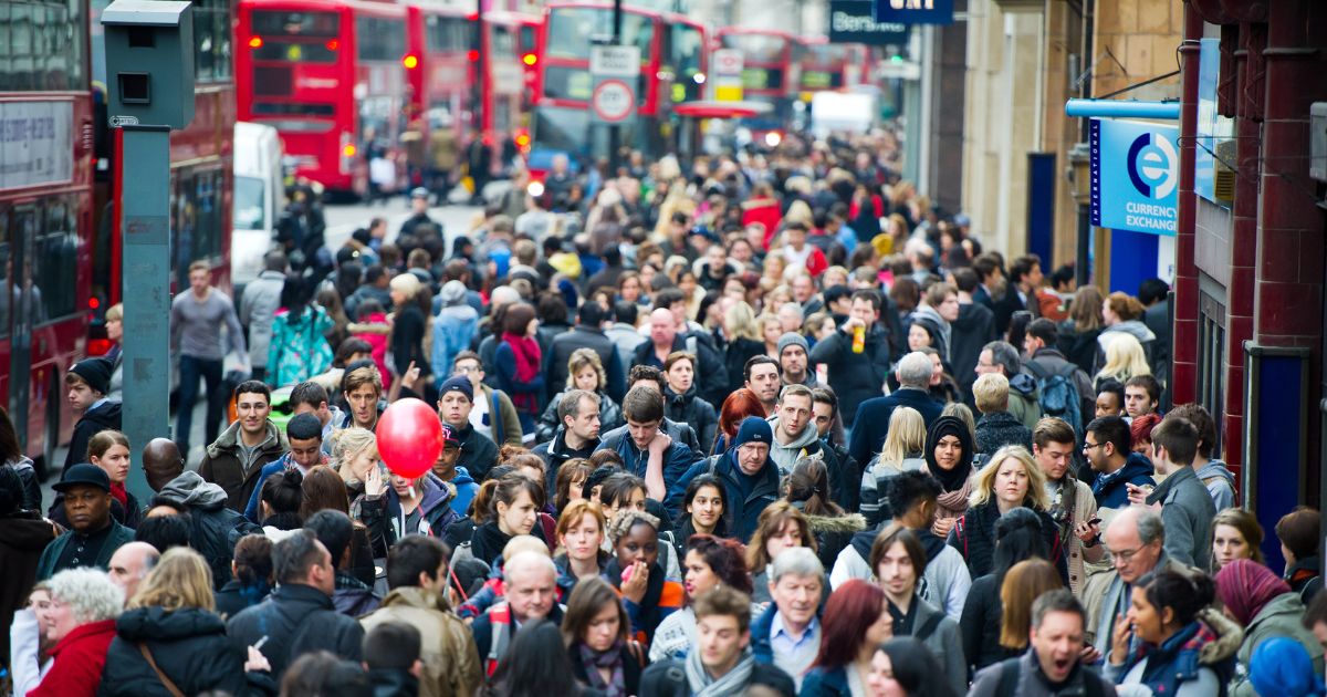 This image shows London, England, at rush hour when people are going to work on Feb 17, 2012.