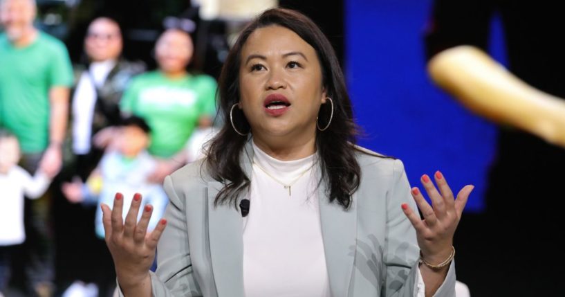 Oakland, California, Mayor Sheng Thao speaks onstage at the Asian American Foundation Heritage Month Summit at the Glasshouse in New York on May 2.