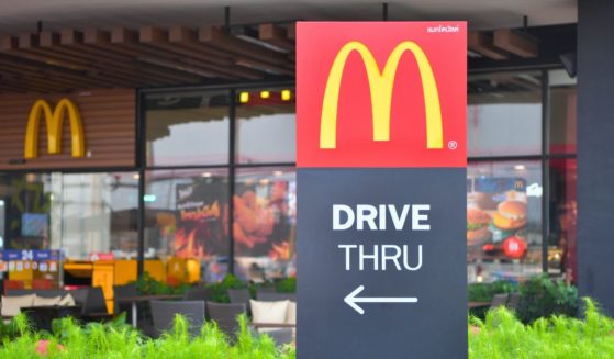A stock photo shows a McDonald's drive-thru sign in Ayutthaya, Thailand, on March 11, 2018.