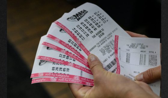Mega Millions lottery tickets are seen in a file photo from August.