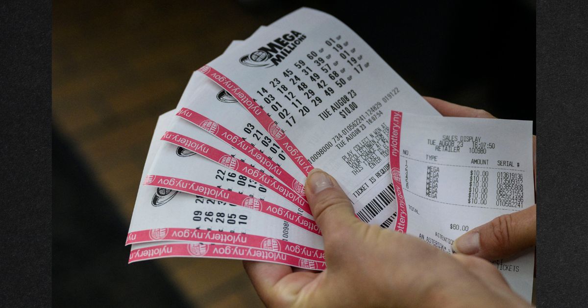Mega Millions lottery tickets are seen in a file photo from August.