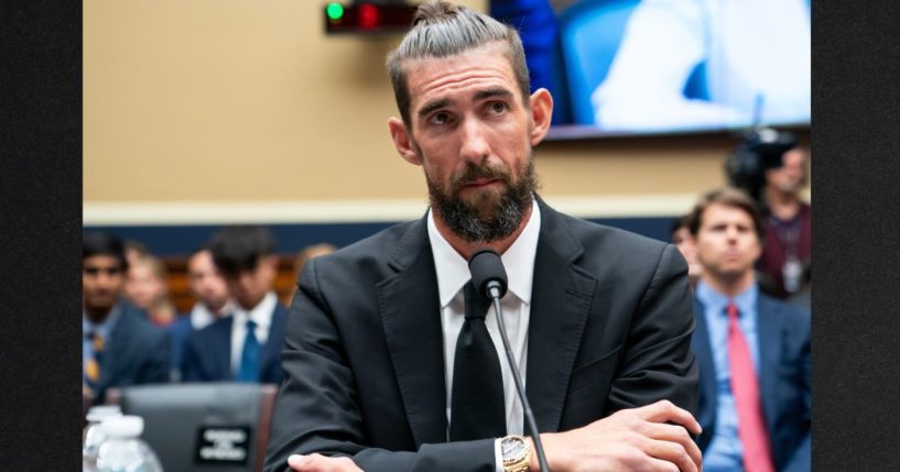 Michael Phelps, former Olympic athlete, speaks during an Oversight and Investigations Subcommittee hearing on Doping on Capitol Hill Tuesday in Washington, D.C.