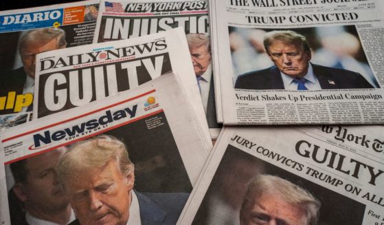 Headlines of newspapers in New York report on the May 30 guilty verdict for former President Donald Trump related to "hush money" payments.