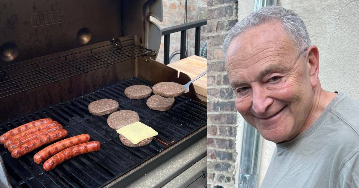 Sen. Chuck Schumer grills in a now-deleted Father's Day post.