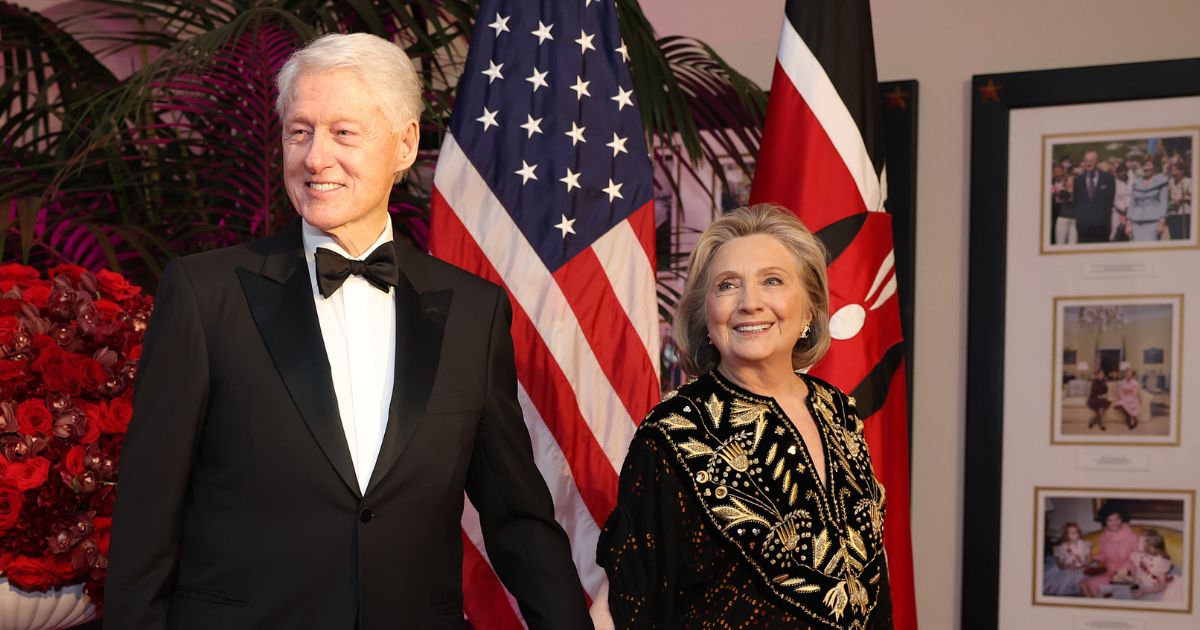 Former President Bill Clinton and failed presidential candidate Hillary Rodham Clinton arrive for the State Dinner at the White House on May 23, 2024.