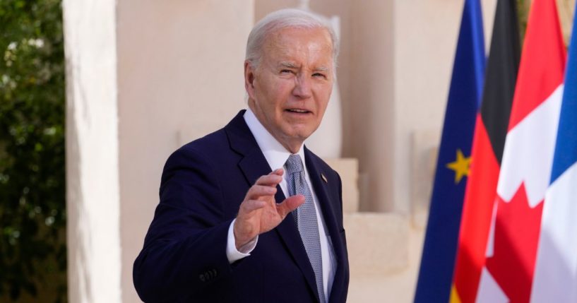 Joe Biden arriving at the G7 world leaders summit in Italy