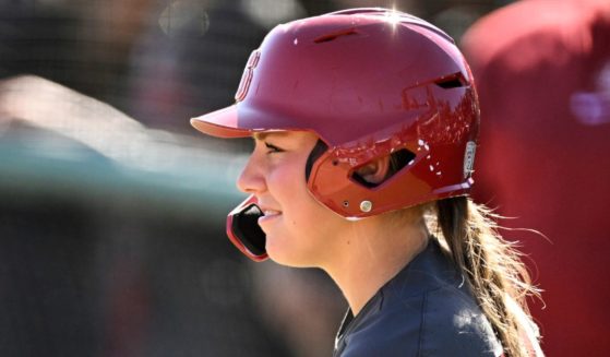 Taryn Kern of the Stanford Cardinal looks on against the UCLA Bruins at Boyd & Jill Smith Family Stadium in Stanford, California, on April 20.