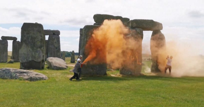 Watch: Climate Protesters Deface Stonehenge as Tourist Desperately ...