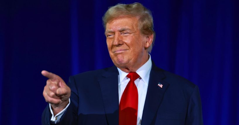 Former President Donald Trump speaks to the Club 47 group at the Palm Beach Convention Center in West Palm Beach, Florida, on June 14.